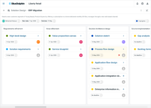 BlueDolphin's Solution Design tools include enhanced project management features